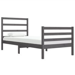 Bed Frame Grey Solid Wood Pine 90x190 Cm 3FT Single 2 Bed Frame Grey Solid Wood Pine 90x190 Cm 3FT Single -NEWTRAL Sales Shop Bed Frame Grey Solid Wood Pine 90x190 cm 3FT Single 514706 2
