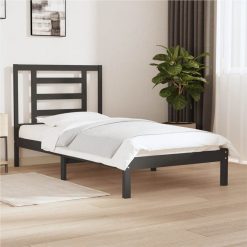 Bed Frame Grey Solid Wood Pine 90x190 Cm 3FT Single