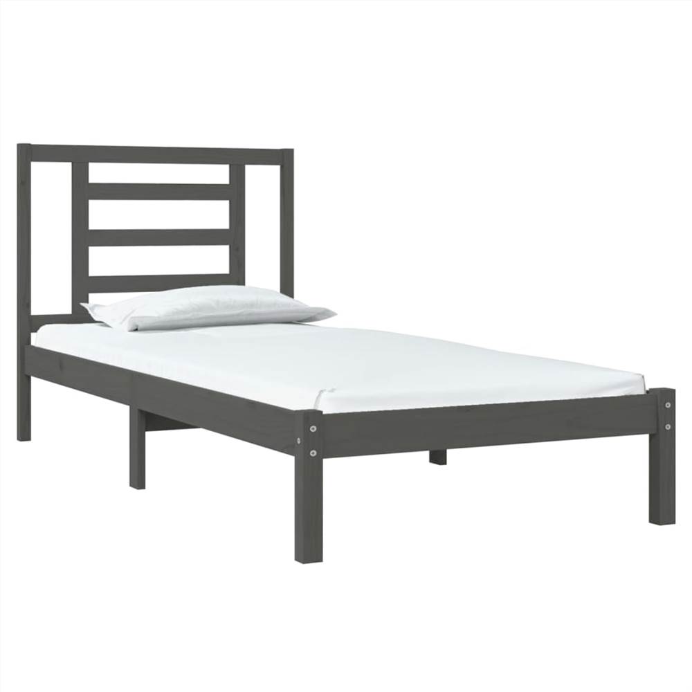 Bed Frame Grey Solid Wood Pine 90x190 cm 3FT Single Bed Frame Grey Solid Wood Pine 90x190 Cm 3FT Single -NEWTRAL Sales Shop Bed Frame Grey Solid Wood Pine 90x190 cm 3FT Single 515346 2