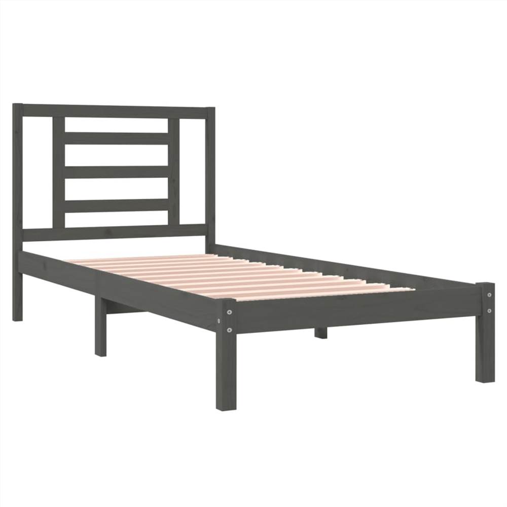 Bed Frame Grey Solid Wood Pine 90x190 cm 3FT Single Bed Frame Grey Solid Wood Pine 90x190 Cm 3FT Single -NEWTRAL Sales Shop Bed Frame Grey Solid Wood Pine 90x190 cm 3FT Single 515346 3