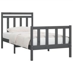 Bed Frame Grey Solid Wood Pine 90x200 Cm 2 Bed Frame Grey Solid Wood Pine 90x200 Cm -NEWTRAL Sales Shop Bed Frame Grey Solid Wood Pine 90x200 cm 512360 2