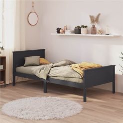 Bed Frame Grey Solid Wood Pine 90x200 Cm