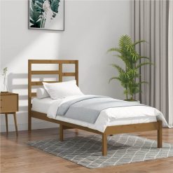 Bed Frame Honey Brown Solid Wood 100x200 Cm