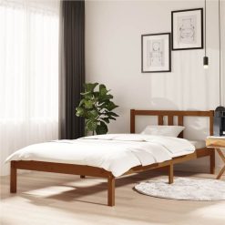 Bed Frame Honey Brown Solid Wood 100x200 Cm