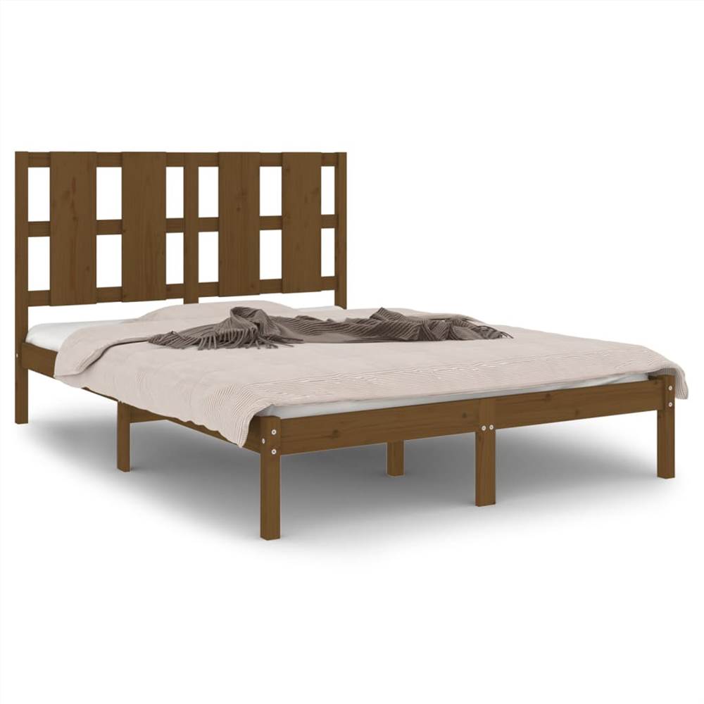 Bed Frame Honey Brown Solid Wood 120x190 cm 4FT Small Double Bed Frame Honey Brown Solid Wood 120x190 Cm 4FT Small Double -NEWTRAL Sales Shop Bed Frame Honey Brown Solid Wood 120x190 cm 4FT Small Double 514367 1