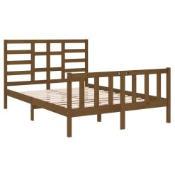 Bed Frame Honey Brown Solid Wood 135x190 Cm 4FT6 Double 3 Bed Frame Honey Brown Solid Wood 135x190 Cm 4FT6 Double -NEWTRAL Sales Shop Bed Frame Honey Brown Solid Wood 135x190 cm 4FT6 Double 510857 3