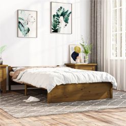 Bed Frame Honey Brown Solid Wood 135x190 Cm 4FT6 Double