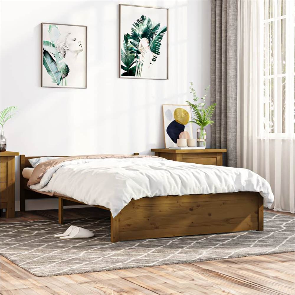 Bed Frame Honey Brown Solid Wood 135x190 cm 4FT6 Double Bed Frame Honey Brown Solid Wood 135x190 Cm 4FT6 Double -NEWTRAL Sales Shop Bed Frame Honey Brown Solid Wood 135x190 cm 4FT6 Double 511313 0