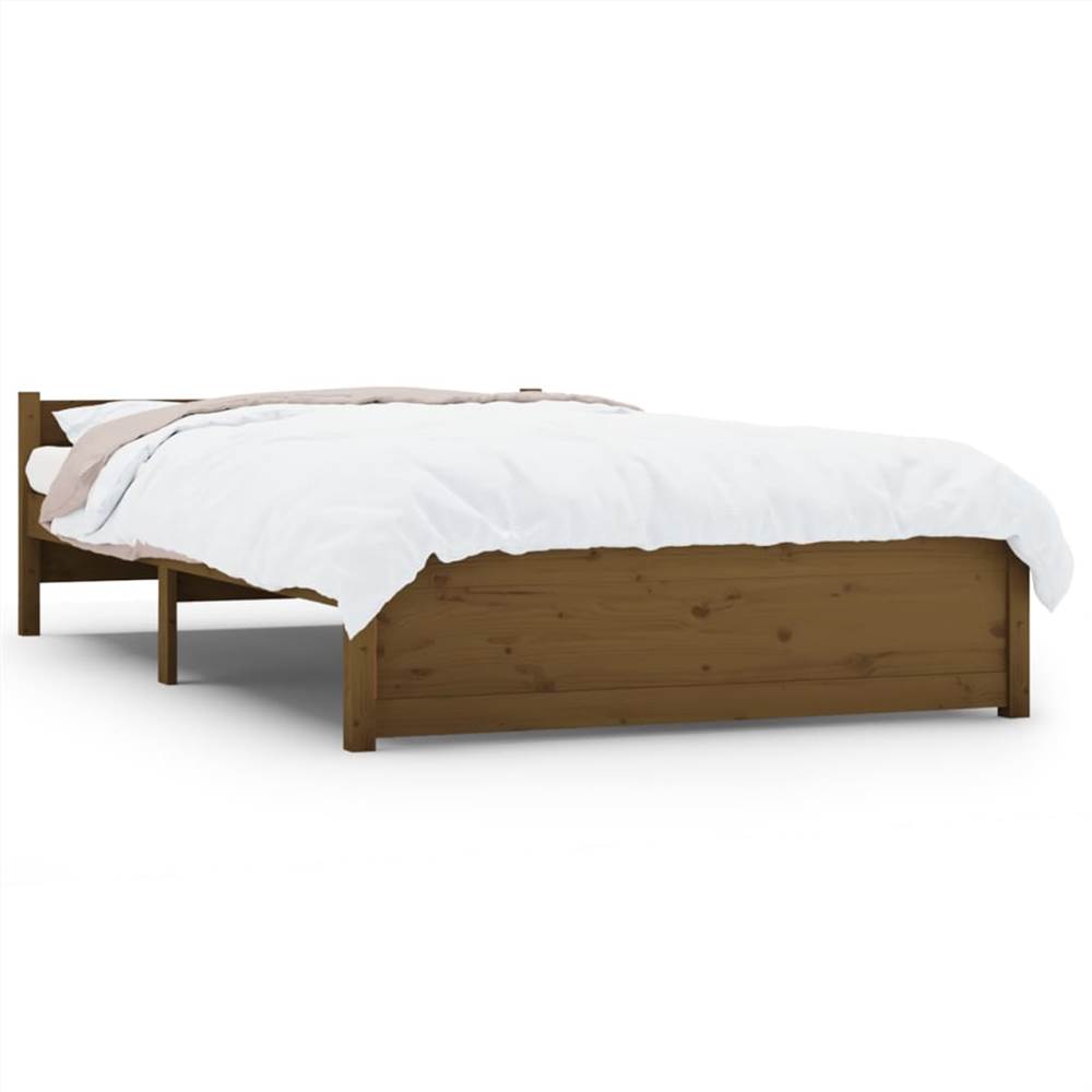 Bed Frame Honey Brown Solid Wood 135x190 cm 4FT6 Double Bed Frame Honey Brown Solid Wood 135x190 Cm 4FT6 Double -NEWTRAL Sales Shop Bed Frame Honey Brown Solid Wood 135x190 cm 4FT6 Double 511313 1