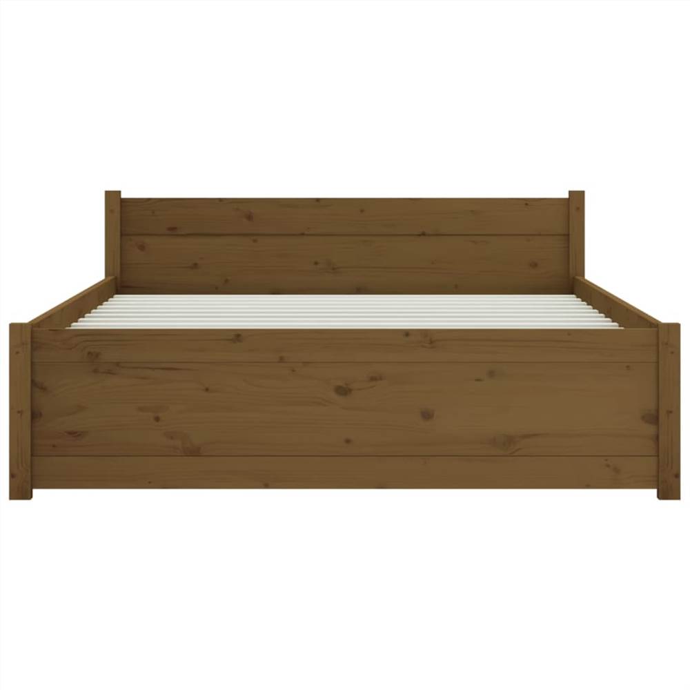 Bed Frame Honey Brown Solid Wood 135x190 cm 4FT6 Double Bed Frame Honey Brown Solid Wood 135x190 Cm 4FT6 Double -NEWTRAL Sales Shop Bed Frame Honey Brown Solid Wood 135x190 cm 4FT6 Double 511313 4