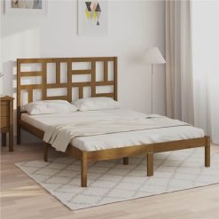 Bed Frame Honey Brown Solid Wood 135x190 Cm 4FT6 Double