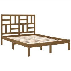 Bed Frame Honey Brown Solid Wood 135x190 Cm 4FT6 Double 3 Bed Frame Honey Brown Solid Wood 135x190 Cm 4FT6 Double -NEWTRAL Sales Shop Bed Frame Honey Brown Solid Wood 135x190 cm 4FT6 Double 511397 3
