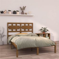 Bed Frame Honey Brown Solid Wood 135x190 Cm 4FT6 Double
