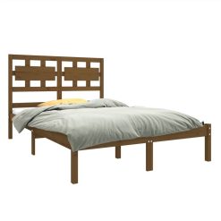 Bed Frame Honey Brown Solid Wood 135x190 Cm 4FT6 Double 2 Bed Frame Honey Brown Solid Wood 135x190 Cm 4FT6 Double -NEWTRAL Sales Shop Bed Frame Honey Brown Solid Wood 135x190 cm 4FT6 Double 511648 2