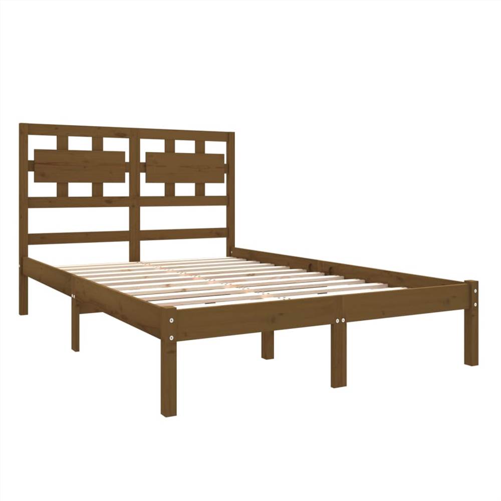 Bed Frame Honey Brown Solid Wood 135x190 cm 4FT6 Double Bed Frame Honey Brown Solid Wood 135x190 Cm 4FT6 Double -NEWTRAL Sales Shop Bed Frame Honey Brown Solid Wood 135x190 cm 4FT6 Double 511648 3