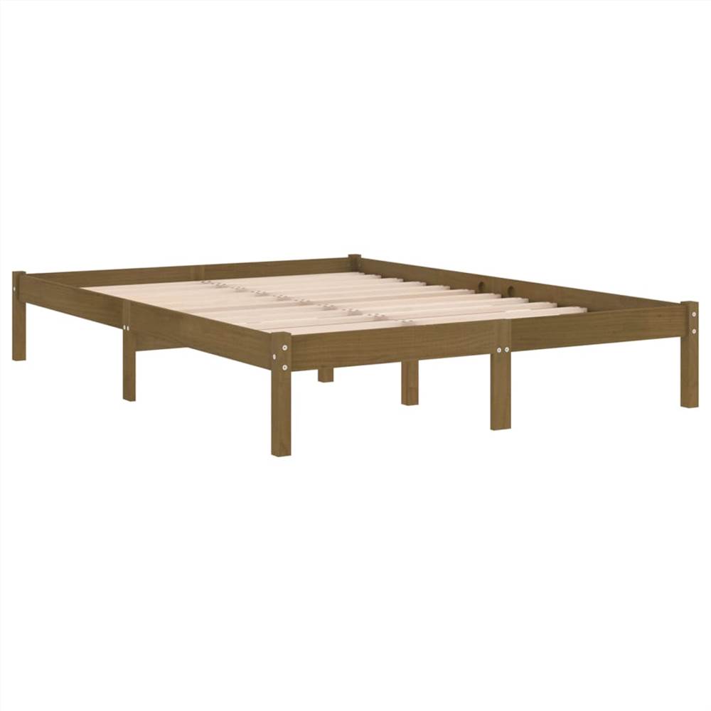 Bed Frame Honey Brown Solid Wood 135x190 cm 4FT6 Double Bed Frame Honey Brown Solid Wood 135x190 Cm 4FT6 Double -NEWTRAL Sales Shop Bed Frame Honey Brown Solid Wood 135x190 cm 4FT6 Double 511648 4