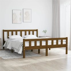 Bed Frame Honey Brown Solid Wood 135x190 Cm 4FT6 Double