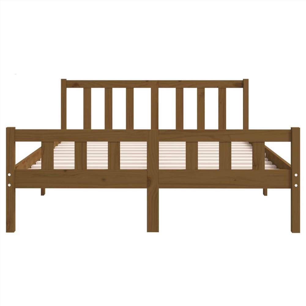 Bed Frame Honey Brown Solid Wood 135x190 cm 4FT6 Double Bed Frame Honey Brown Solid Wood 135x190 Cm 4FT6 Double -NEWTRAL Sales Shop Bed Frame Honey Brown Solid Wood 135x190 cm 4FT6 Double 515224 4