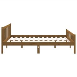 Bed Frame Honey Brown Solid Wood 135x190 Cm 4FT6 Double 5 Bed Frame Honey Brown Solid Wood 135x190 Cm 4FT6 Double -NEWTRAL Sales Shop Bed Frame Honey Brown Solid Wood 135x190 cm 4FT6 Double 515224 5