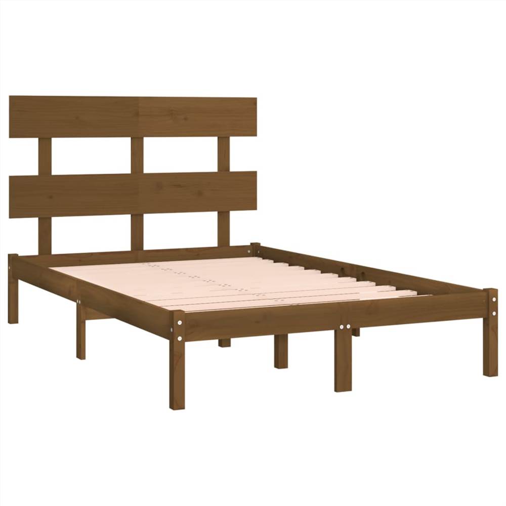 Bed Frame Honey Brown Solid Wood 135x190 cm 4FT6 Double Bed Frame Honey Brown Solid Wood 135x190 Cm 4FT6 Double -NEWTRAL Sales Shop Bed Frame Honey Brown Solid Wood 135x190 cm 4FT6 Double 515341 3