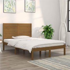Bed Frame Honey Brown Solid Wood 135x190 Cm 4FT6 Double