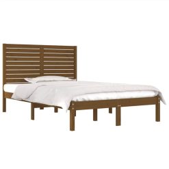 Bed Frame Honey Brown Solid Wood 135x190 Cm 4FT6 Double -NEWTRAL Sales Shop Bed Frame Honey Brown Solid Wood 135x190 cm 4FT6 Double 515558 2