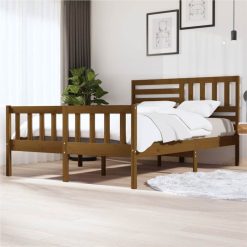 Bed Frame Honey Brown Solid Wood 140x200 Cm