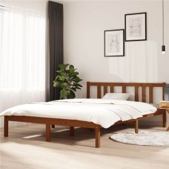 Bed Frame Honey Brown Solid Wood 140x200 Cm