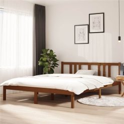 Bed Frame Honey Brown Solid Wood 150x200 Cm 5FT King Size