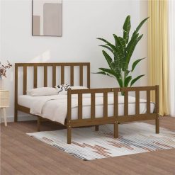Bed Frame Honey Brown Solid Wood 150x200 Cm 5FT King Size