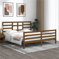 Bed Frame Honey Brown Solid Wood 180x200 Cm 6FT Super King