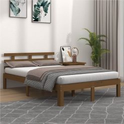 Bed Frame Honey Brown Solid Wood 180x200 Cm 6FT Super King