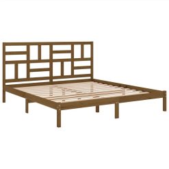 Bed Frame Honey Brown Solid Wood 200x200 Cm -NEWTRAL Sales Shop Bed Frame Honey Brown Solid Wood 200x200 cm 511247 3