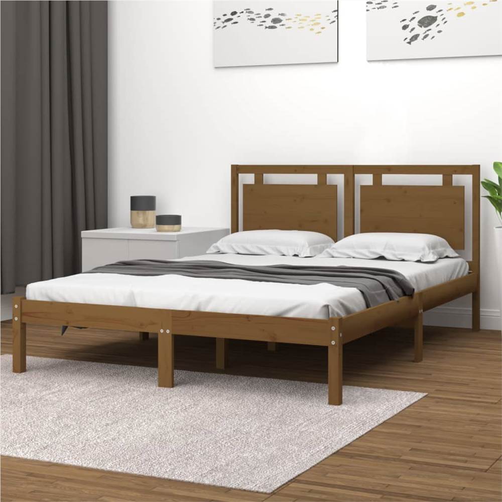 Bed Frame Honey Brown Solid Wood 200x200 cm Bed Frame Honey Brown Solid Wood 200x200 Cm -NEWTRAL Sales Shop Bed Frame Honey Brown Solid Wood 200x200 cm 515535 0