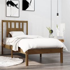 Bed Frame Honey Brown Solid Wood 75x190 Cm 2FT6 Small Single