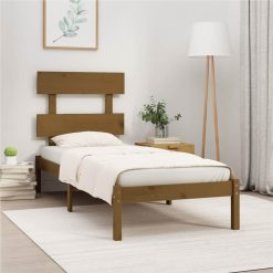 Bed Frame Honey Brown Solid Wood 75x190 Cm 2FT6 Small Single
