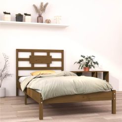 Bed Frame Honey Brown Solid Wood 90x190 Cm 3FT Single