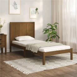 Bed Frame Honey Brown Solid Wood Pine 100x200 Cm