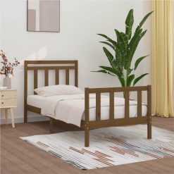 Bed Frame Honey Brown Solid Wood Pine 100x200 Cm
