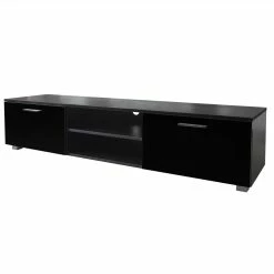63" TV Stand With 2 Storage Drawers And Open Shelves, Suitable For Placing TVs Up To 70" - Black -NEWTRAL Sales Shop Black TV Stand for 70 Inch TV Stands Media Console Entertainment Center Television Table 2 Storage Cabinet with Open Shelves for Living Room Bedroom 457759 3
