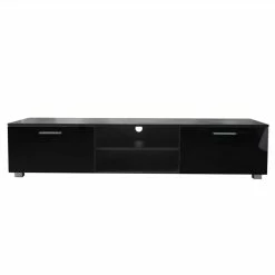 63" TV Stand With 2 Storage Drawers And Open Shelves, Suitable For Placing TVs Up To 70" - Black -NEWTRAL Sales Shop Black TV Stand for 70 Inch TV Stands Media Console Entertainment Center Television Table 2 Storage Cabinet with Open Shelves for Living Room Bedroom 457759 4