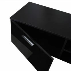63" TV Stand With 2 Storage Drawers And Open Shelves, Suitable For Placing TVs Up To 70" - Black -NEWTRAL Sales Shop Black TV Stand for 70 Inch TV Stands Media Console Entertainment Center Television Table 2 Storage Cabinet with Open Shelves for Living Room Bedroom 457759 5
