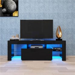 51" TV Stand With LED RGB Lights, Suitable For Placing TVs Up To 55" - Black