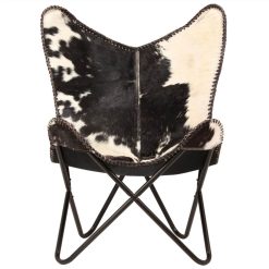 Butterfly Chair Black And White Genuine Goat Leather 2 Butterfly Chair Black And White Genuine Goat Leather -NEWTRAL Sales Shop Butterfly Chair Black and White Genuine Goat Leather 438514 2
