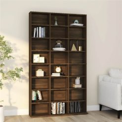 CD Cabinet Brown Oak 102x23x177.5 Cm Engineered Wood