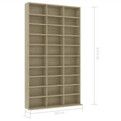 CD Cabinet Sonoma Oak 102x23x177.5 Cm Chipboard -NEWTRAL Sales Shop CD Cabinet Sonoma Oak 102x23x177 5 cm Chipboard 490397 5