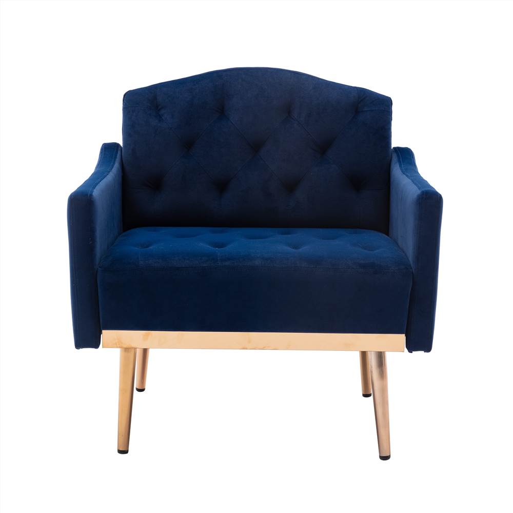COOLMORE Velvet Sofa Chair with Plywood Frame, and Metal Feet, for Living Room, Bedroom, Office, Apartment - Blue COOLMORE Velvet Sofa Chair With Plywood Frame, And Metal Feet, For Living Room, Bedroom, Office, Apartment - Blue -NEWTRAL Sales Shop COOLMORE Accent Chair leisure single sofa with Rose Golden feet 461841 1