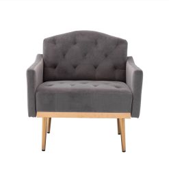COOLMORE Velvet Sofa Chair With Plywood Frame, And Metal Feet, For Living Room, Bedroom, Office, Apartment - Gray 3 COOLMORE Velvet Sofa Chair With Plywood Frame, And Metal Feet, For Living Room, Bedroom, Office, Apartment - Gray -NEWTRAL Sales Shop COOLMORE Accent Chair leisure single sofa with Rose Golden feet 461843 2