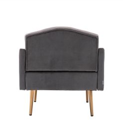 COOLMORE Velvet Sofa Chair With Plywood Frame, And Metal Feet, For Living Room, Bedroom, Office, Apartment - Gray 5 COOLMORE Velvet Sofa Chair With Plywood Frame, And Metal Feet, For Living Room, Bedroom, Office, Apartment - Gray -NEWTRAL Sales Shop COOLMORE Accent Chair leisure single sofa with Rose Golden feet 461843 5