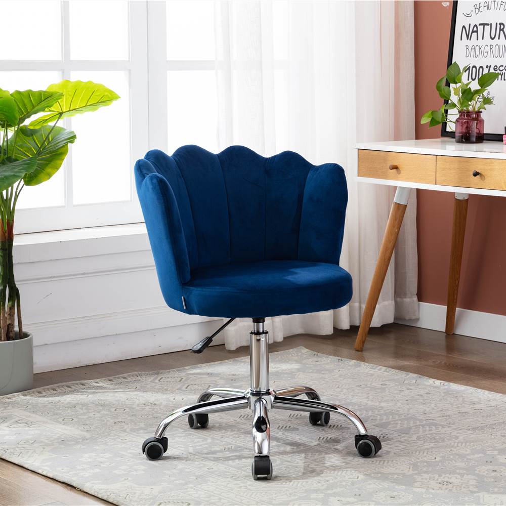 COOLMORE Velvet Swivel Shell Chair Height Adjustable with Curved Backrest and Casters for Living Room, Bedroom, Office - Blue COOLMORE Velvet Swivel Shell Chair Height Adjustable With Curved Backrest And Casters For Living Room, Bedroom, Office - Blue -NEWTRAL Sales Shop COOLMORE Swivel Shell Chair for Living Room Bed Room Modern Leisure office Chair Blue 457413 1